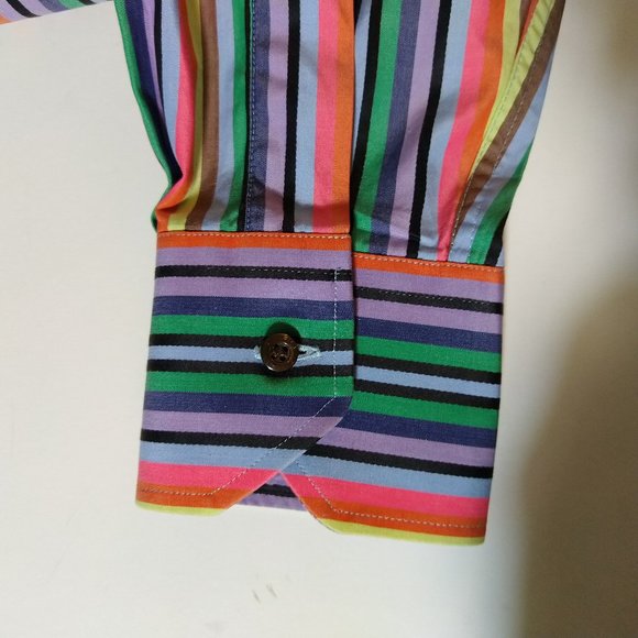 Etro Size 39 Multi Color Stripe Shirt Italy Exc - Picture 3 of 4